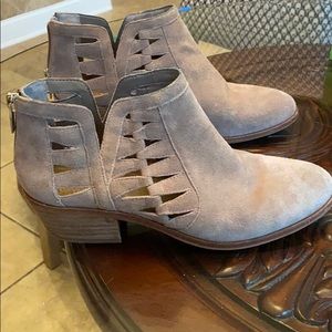 Vince Camuto size 8 taupe booties with cutouts